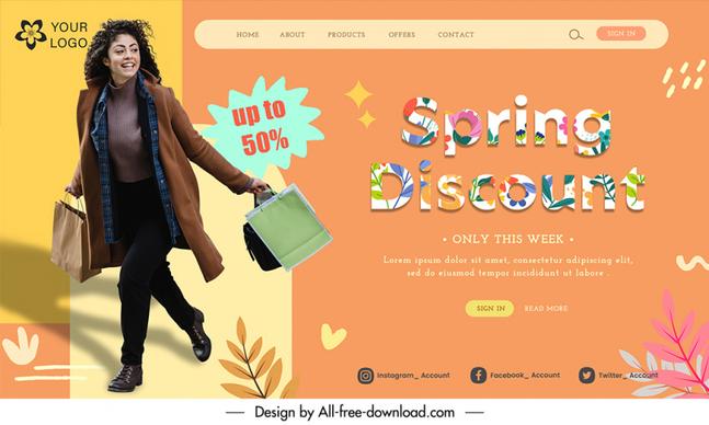 spring sale landing page template dynamic shopper sketch
