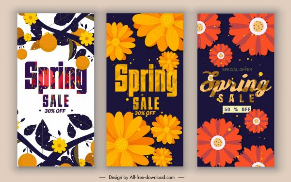 spring sale posters colorful classical petals decor