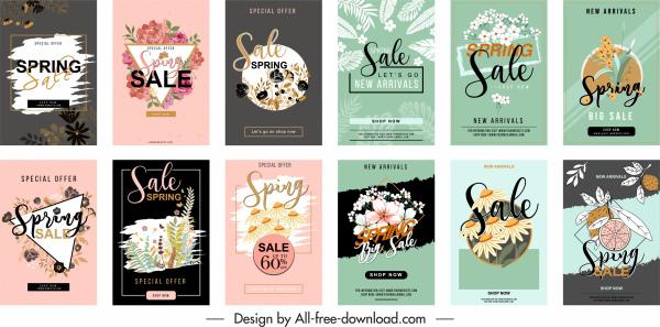 spring sales templates collection classical plants decor