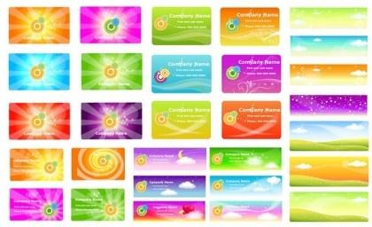 spring style cards with banner colored vector