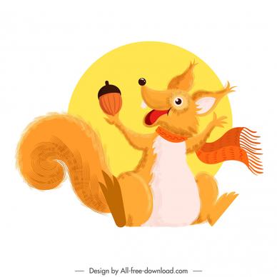 squirrel icon cute stylized cartoon character colorful classic