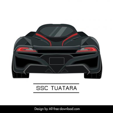 ssc tuatara car model icon modern symmetric back view design 