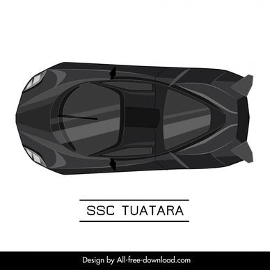 ssc tuatara car model icon symmetric top view design