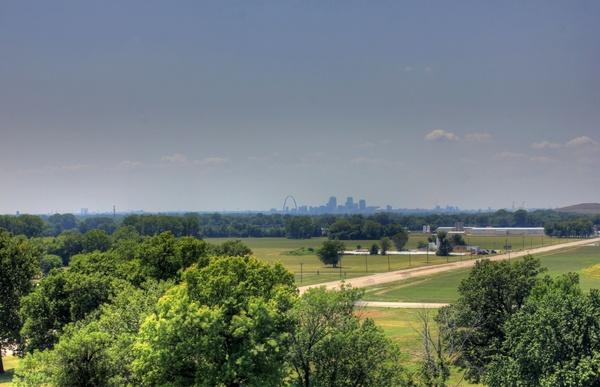 st louis in the distance at cahokia mounds illinois