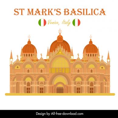 st marks basilica landmark advertising poster symmetric classical flat sketch