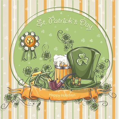 st patrick day hand drawn vector background