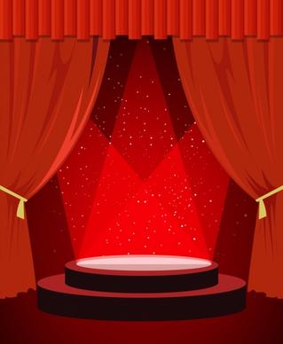 stage design template sparkling red decor round platform