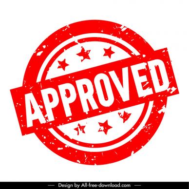 stamp approved sign template retro stars circle shape