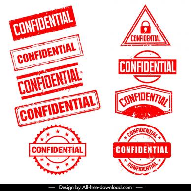 stamp confidential templates collection flat retro geometry  shapes