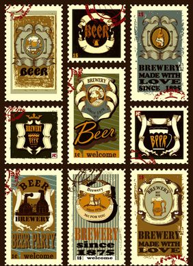 stamp vintage beer vector