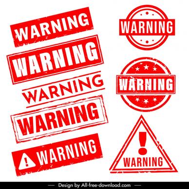 stamp warning signs templates retro geometric shapes