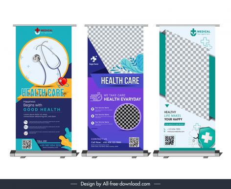 standee healthcare poster templates collection elegant medical elements