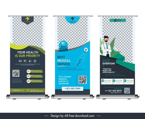standee medical healthcare poster templates collection elegant design