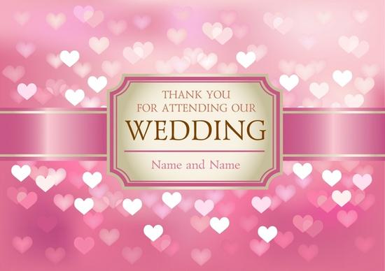 wedding card cover template blurred hearts shapes luxury pink