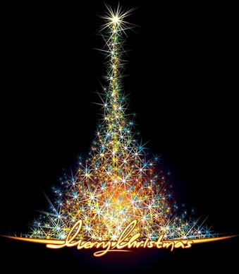 christmas banner twinkling light decor fir tree shapes