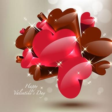 valentine banner sparkling shiny hearts modern 3d design