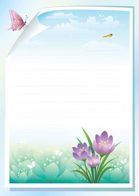spring background butterfly flower dragonfly icons rolled page