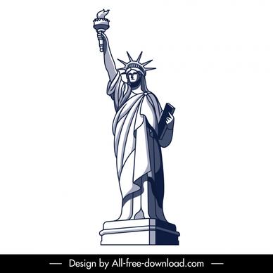 statue of liberty sign icon 3d handdrawn outline