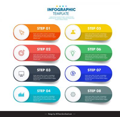 steps infographic design elements rounded horizontal tabs