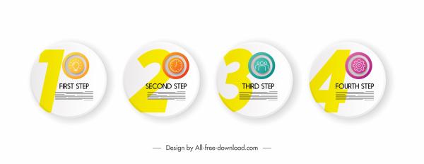 steps infographic elements round disc sketch modern design