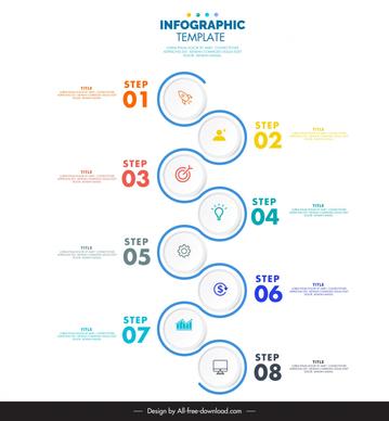 steps infographic template circles curves vertical layout