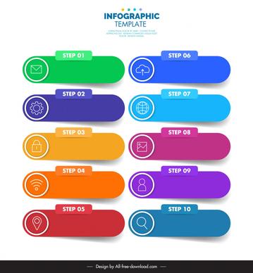 steps infographic template elegant horizontal tabs layout