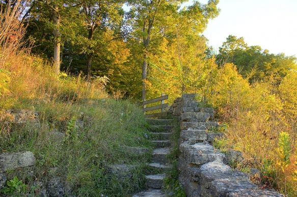 steps to the balcony at wyalusing state park wisconsin