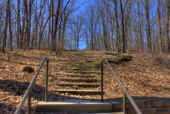steps up at maquoketa caves state park iowa