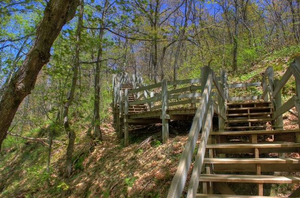 steps up to the platform at porcupine mountains state park michigan