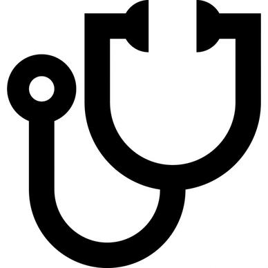 stethoscope sign icon flat silhouette sketch