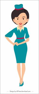 stewardess job icon cartoon character sketch