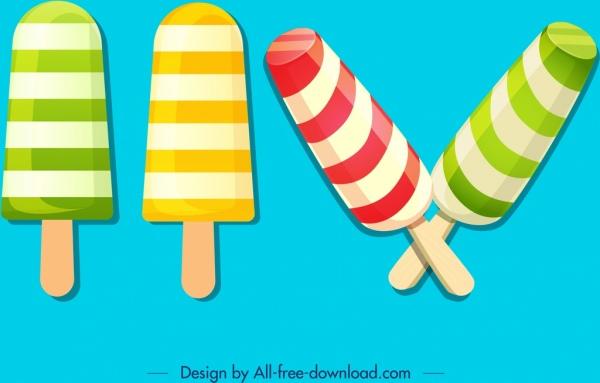 stick ice cream icons colorful modern stripes decor