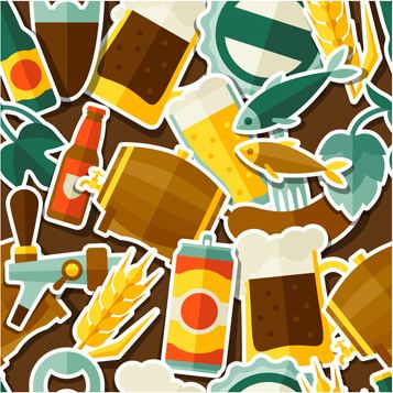 sticker beer seamless pattern vector