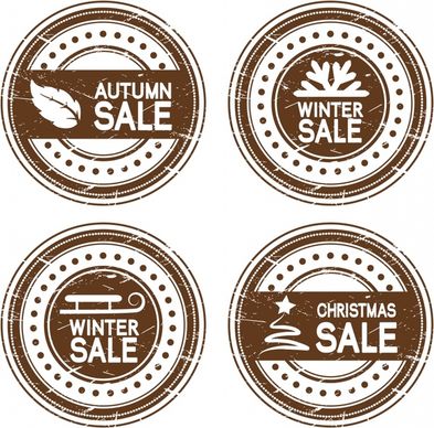 seasonal sale labels templates retro circle sketch