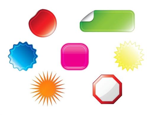 colorful stickers vector design with various shapes