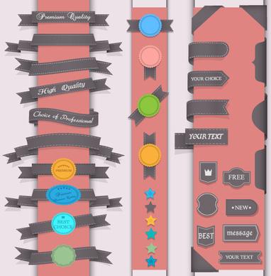 stickers of exquisite ribbons vector