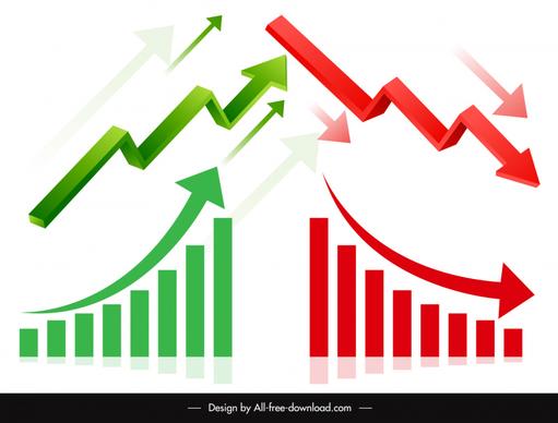 stock market design elements dynamic arrows charts sketch