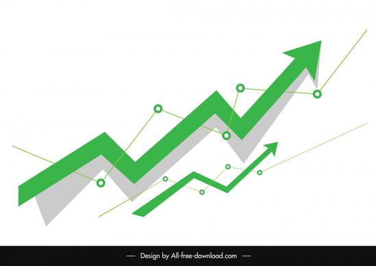 stock market design elements flat arrows line chart sketch