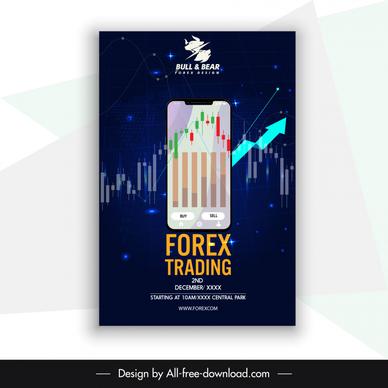  stock market forex online  trading poster smartphone business elements decor