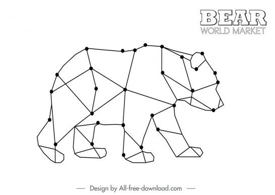 stock trade icon sign low polygonal bear sketch