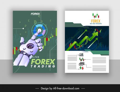 stock trading flyer templates modern robotic hand arrows charts decor