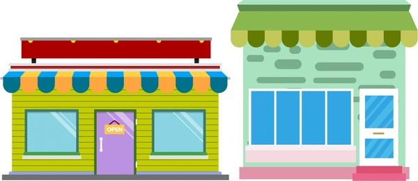 store front sketch one storey colored design