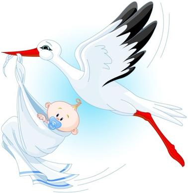 baby birth background bird infant icons cartoon design
