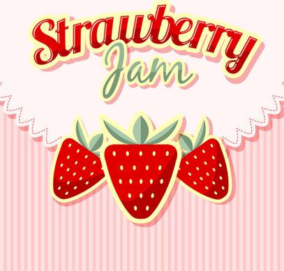 strawberries jam with pink background vector