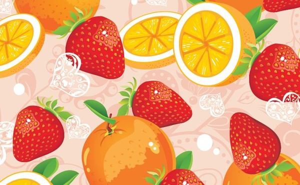fruits background orange strawberry icons
