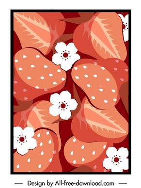 strawberry background template classical closeup flat handdrawn