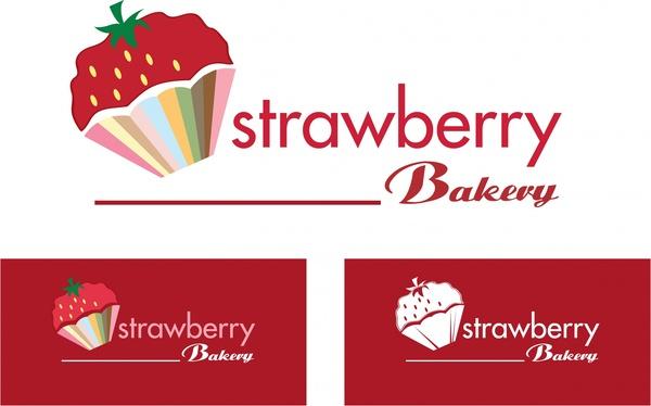 strawberry bakery logo design various styles and background