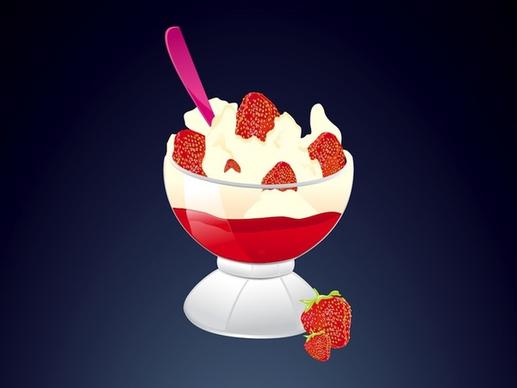 strawberry dessert food vector graphics
