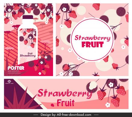 strawberry juice advertising banners classic red decor