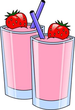 Strawberry Smoothie Drink Beverage Cups clip art